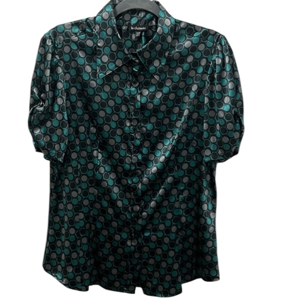 Vintage Le Chateau Satin Polka Dot Blouse